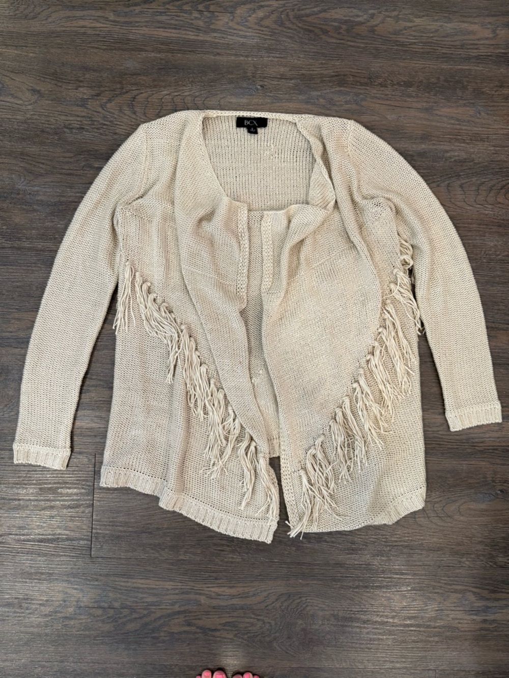 Women’s BCX Tan Fringe Cardigan Size Small